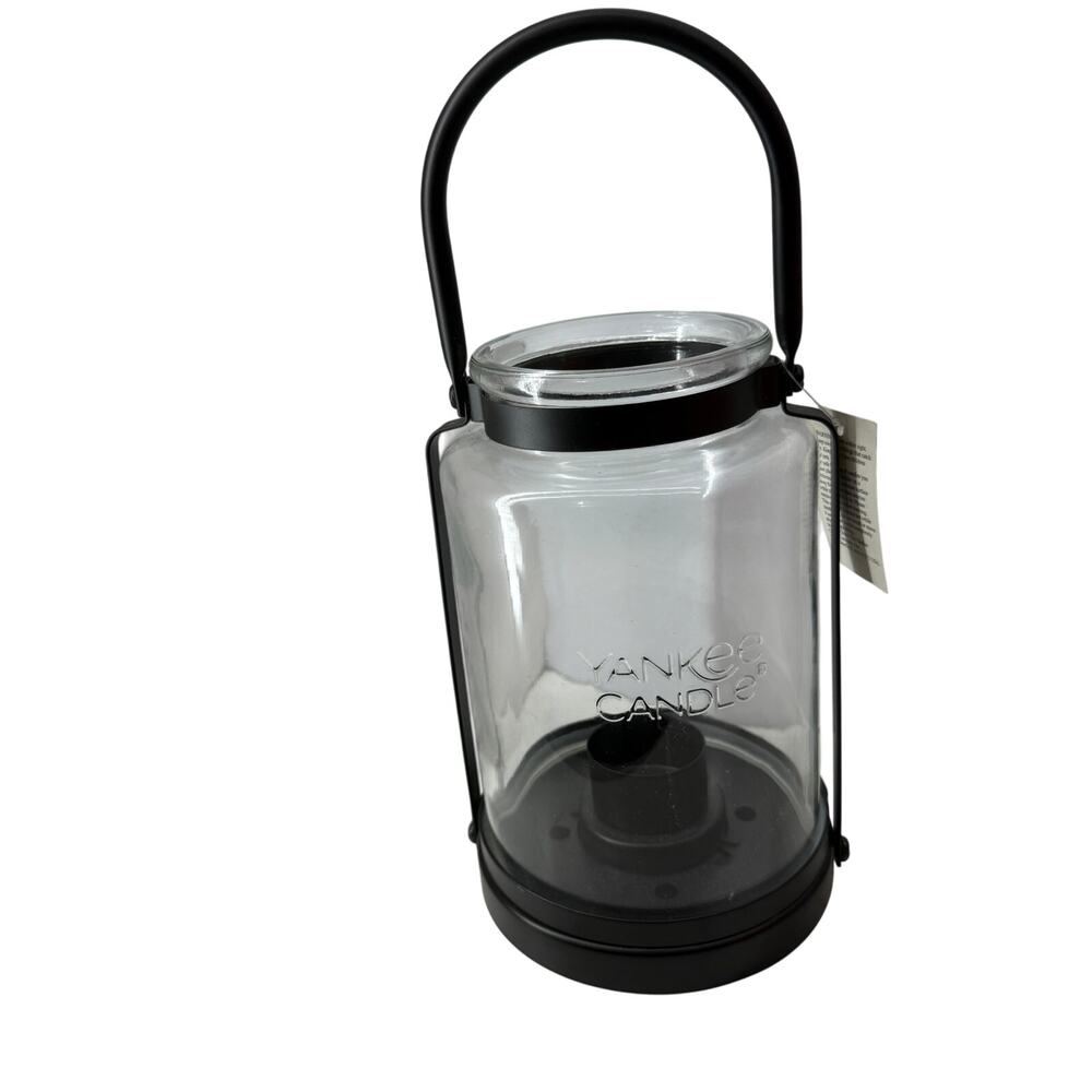 Yankee Candle Tea Light Votive Candle Lantern Glass Black Logo Lantern